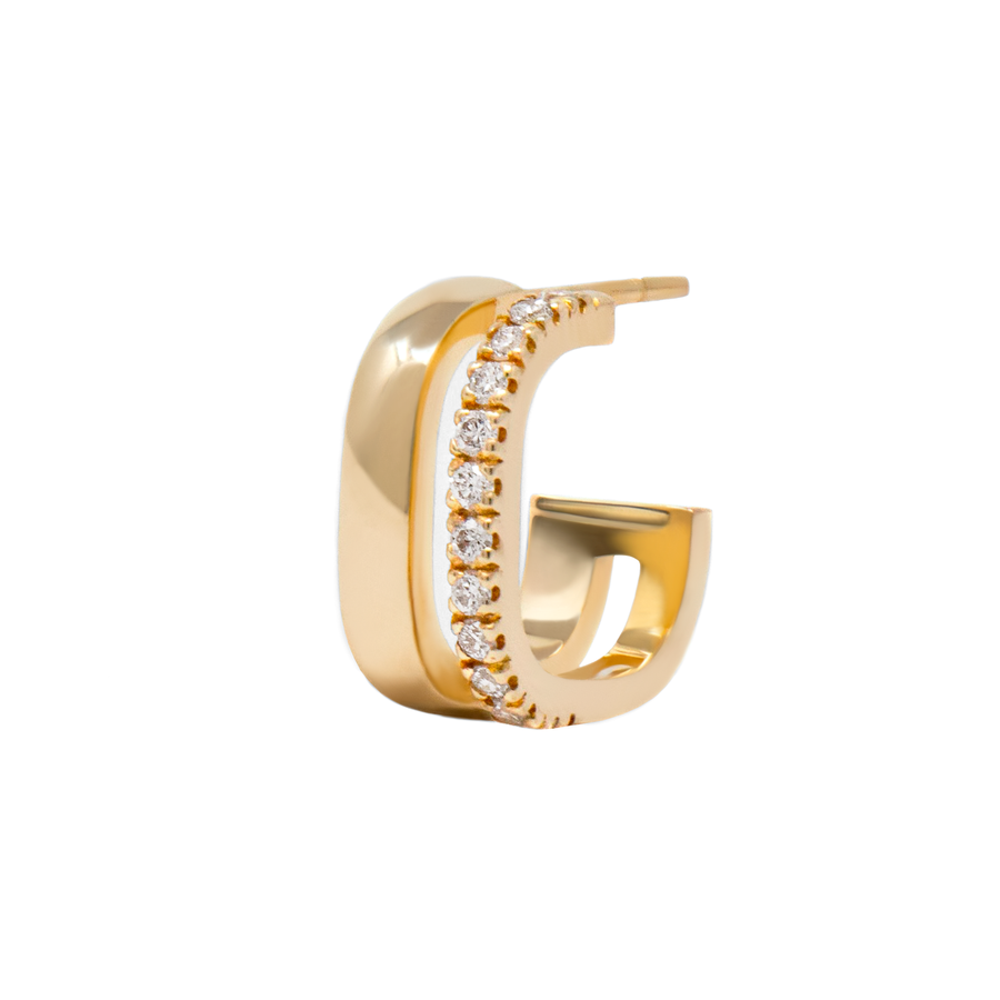 Arracadas Huggies Duo Cushion con Diamantes