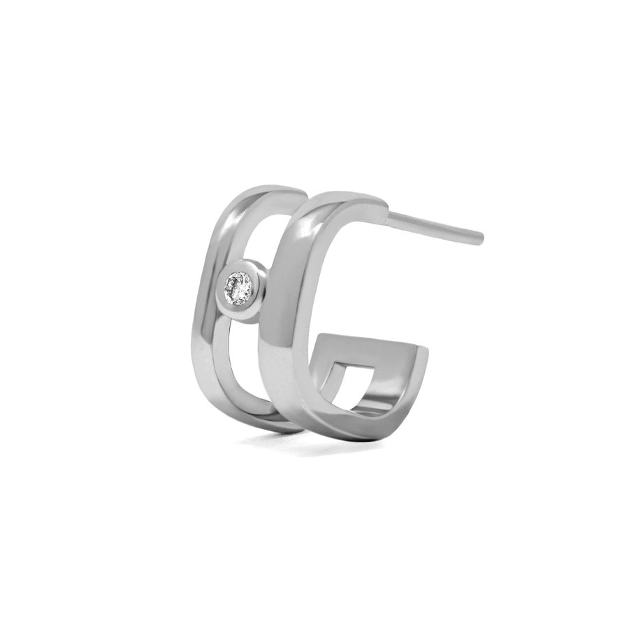Arracadas Huggies Duo con Diamante al centro