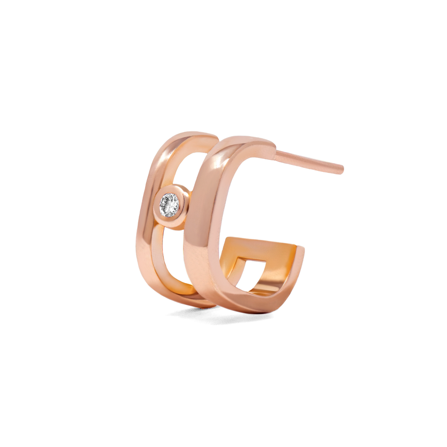 Arracadas Huggies Duo con Diamante al centro